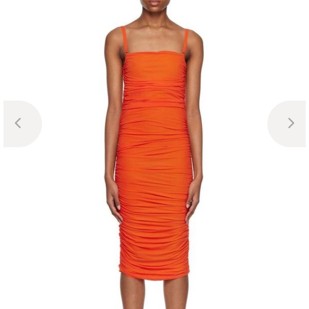 •Simon Miller• Orange midi Jota mesh dress